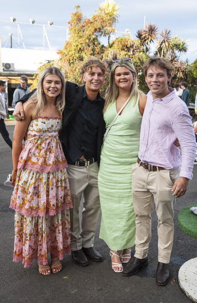 At Weetwood raceday are (from left) Emma Fels, Caleb Bradley, Lainey Young and Lachlan Young at Clifford Park, Saturday, September 28, 2024. Picture: Kevin Farmer