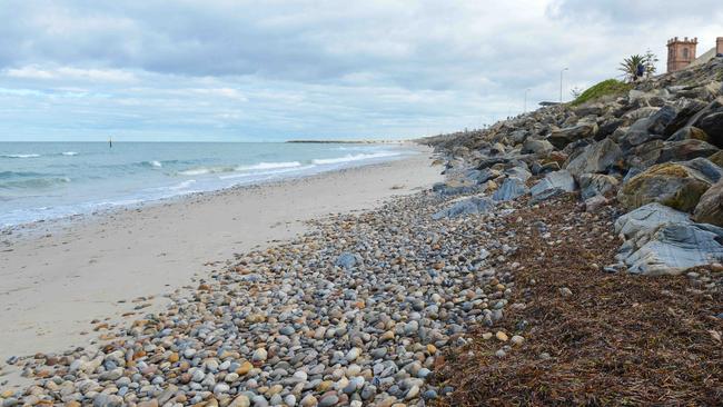 Glenelg North beach, which has suffered erosion. Photo: AAP/Brenton Edwards