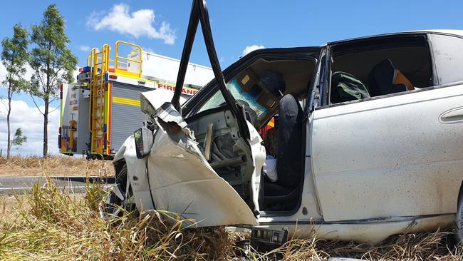 The scene of a serious head-on crash on the Wide Bay Highway at Lower Wonga. Photo: Frances Klein