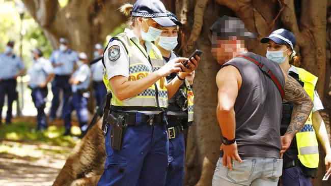 Police carries out a high visibility operation at Field Day 2022. There is no suggestion the man in this picture was in possession of drugs. Picture: Sam Ruttyn