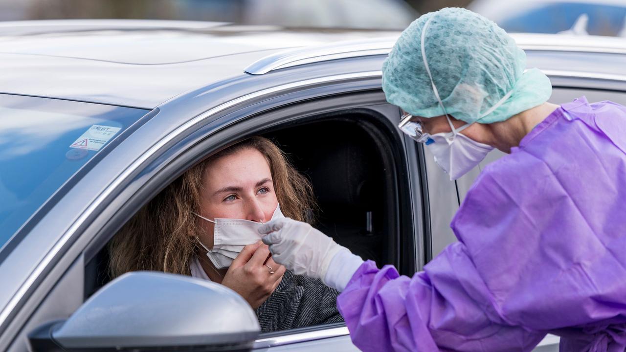 A drive-through COVID-19 test in Germany. Picture: Torsten Silz/AFP