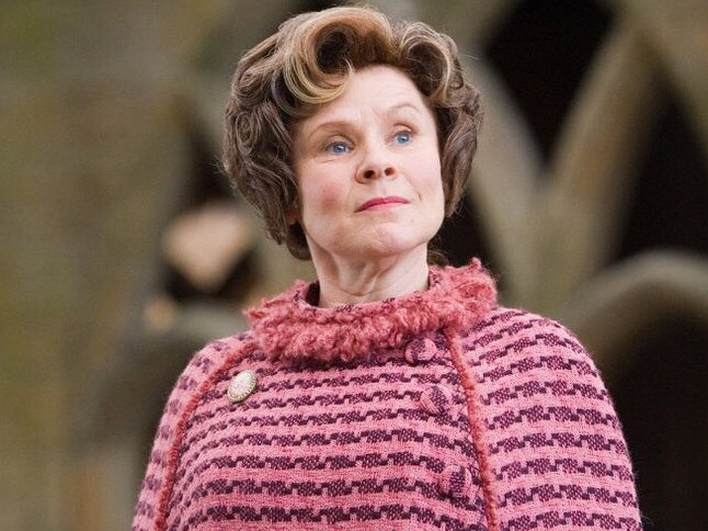 Pink peril ... Imelda Staunton portays the surprisingly unpleasant Professor Dolores Umbridge in Harry Potter And The Order of The Phoenix.