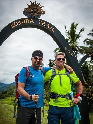 Footy Show star Sam Newman joined his good mate Garry Lyon (left) last October to follow in the footsteps of World War II Diggers on the Kokoda Trail. 