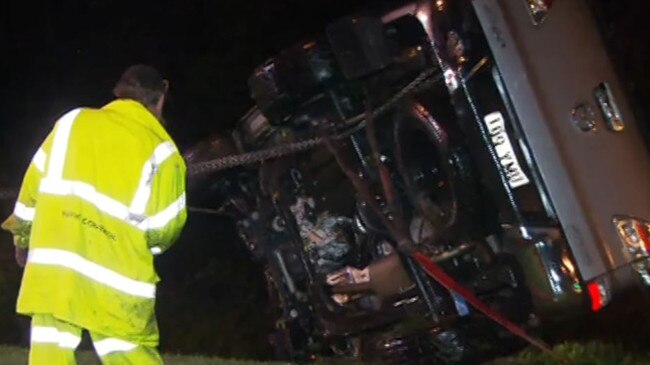 A 55-year-old Logan Reserve man died in a single-vehicle crash at Merrimac on the Gold Coast. Picture: 7 News