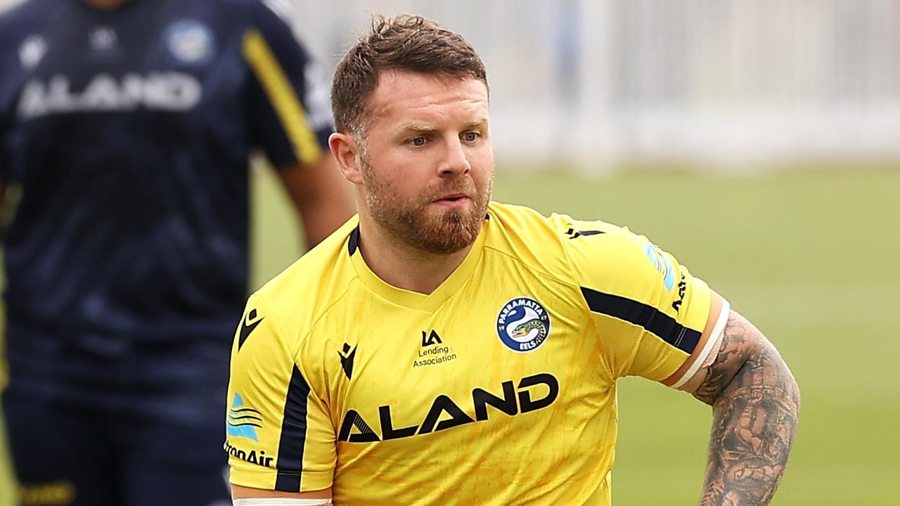 SYDNEY, AUSTRALIA - SEPTEMBER 26: Nathan Brown runs during a Parramatta Eels NRL training session at Kellyville Park on September 26, 2022 in Sydney, Australia. (Photo by Mark Kolbe/Getty Images)