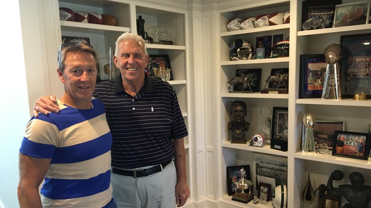 Melbourne Storm coach Craig Bellamy with former American football coach Bill Parcells.