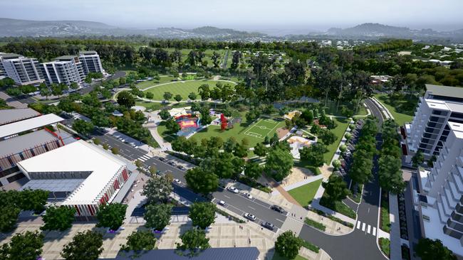 An artist’s impression of the commercial precinct in Flagstone.