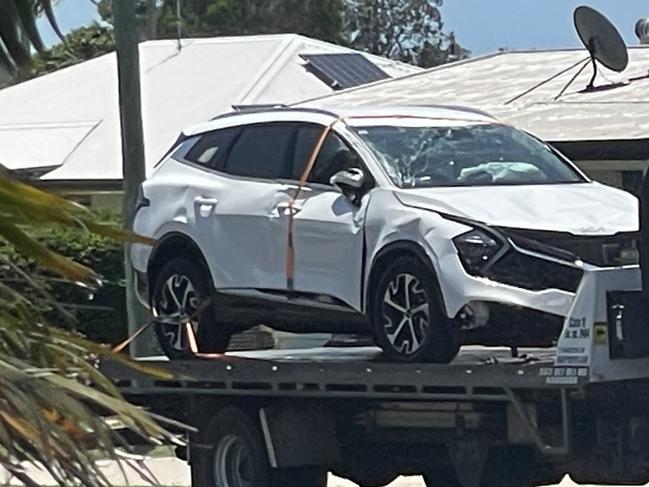 This car ended up on its roof after a crash at Pt Vernon. It was the second time emergency crews were called to a rollover in Hervey Bay within hours on Thursday.