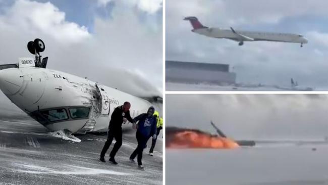 Shockingly clear footage of the Delta Toronto plane crash has emerged.