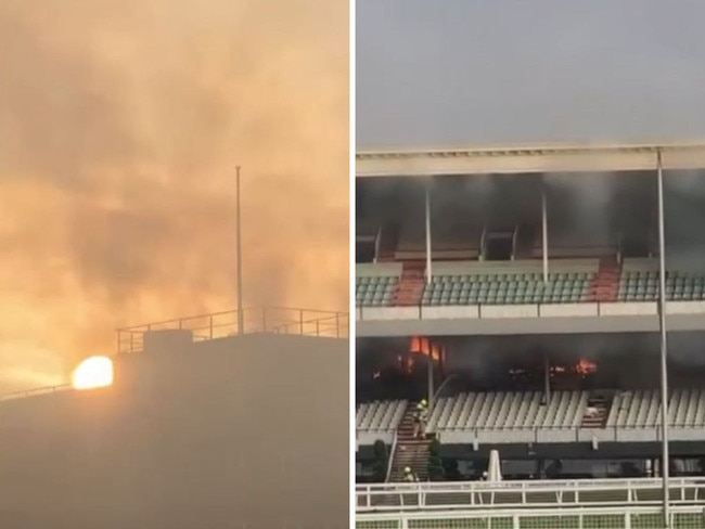 Emergency services have responded to a fire at Melbourne's Caulfield Racecourse and are treating the incident as suspicious.