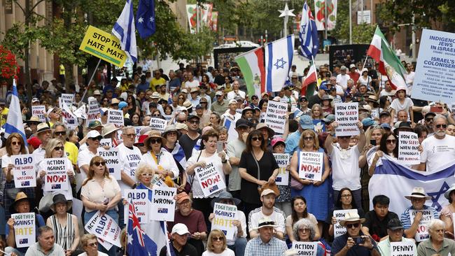 Members of the public join the "Enough is Enough" rally against anti-Semitism. Picture: Richard Dobson