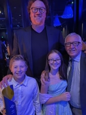 Chicago Bull Luc Longley pictured here with Mike Sheahan, Will Fitzpatrick, Francesca Sheahan.