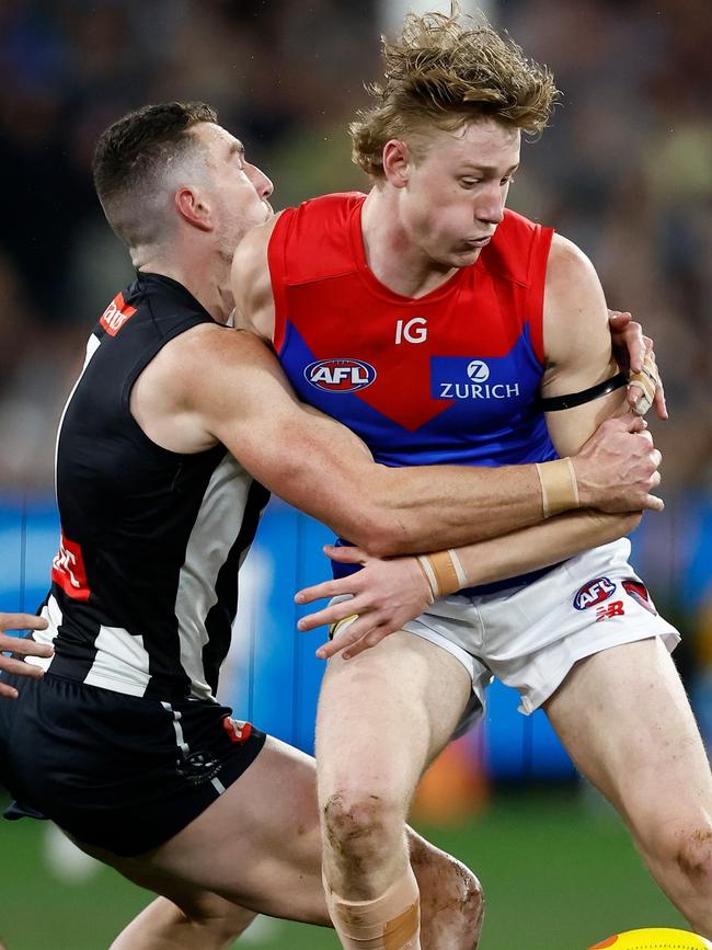 Jacob van Rooyen will miss the Demons’ semi-final. Picture: Michael Willson/AFL Photos