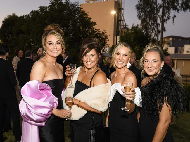 At the LifeFlight Toowoomba Gala are (from left) Cat Ardi, Lynn Skuse, Jenna Briskey and Bek Clayton at The Goods Shed, Saturday, May 24, 2025. Picture: Kevin Farmer