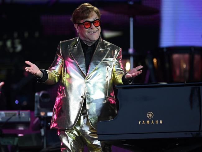 In happier times, Elton performs at Glastonbury in 2023. Picture: Getty Images