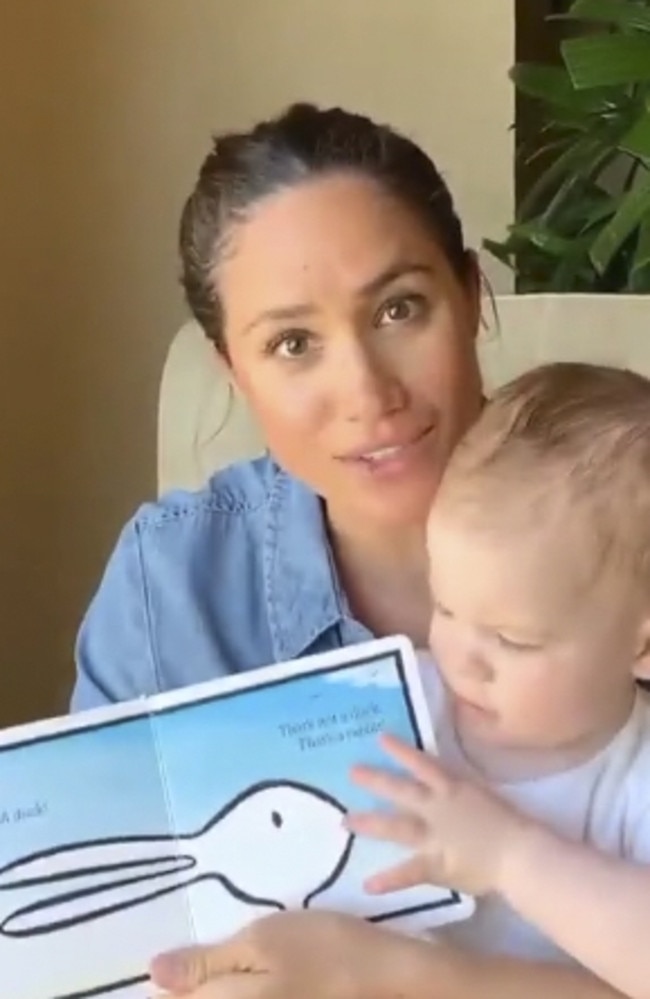 Meghan and Archie read a children’s book on Instagram for his last birthday. Picture: Instagram