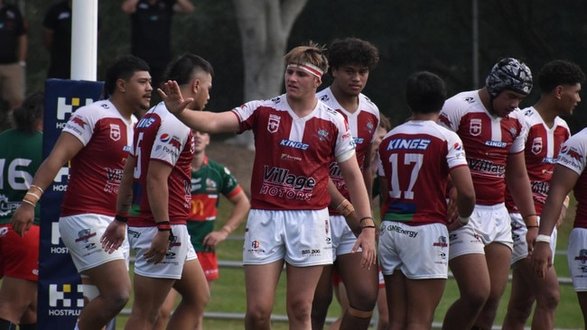 Redcliffe Dolphins celebrate another semi-final try.