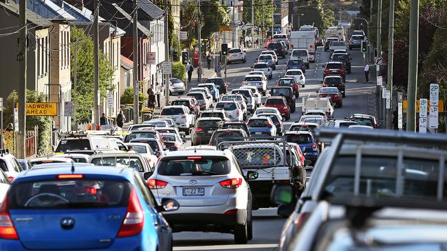 Traffic in Macquarie Street, Hobart. Picture: SAM ROSEWARNE