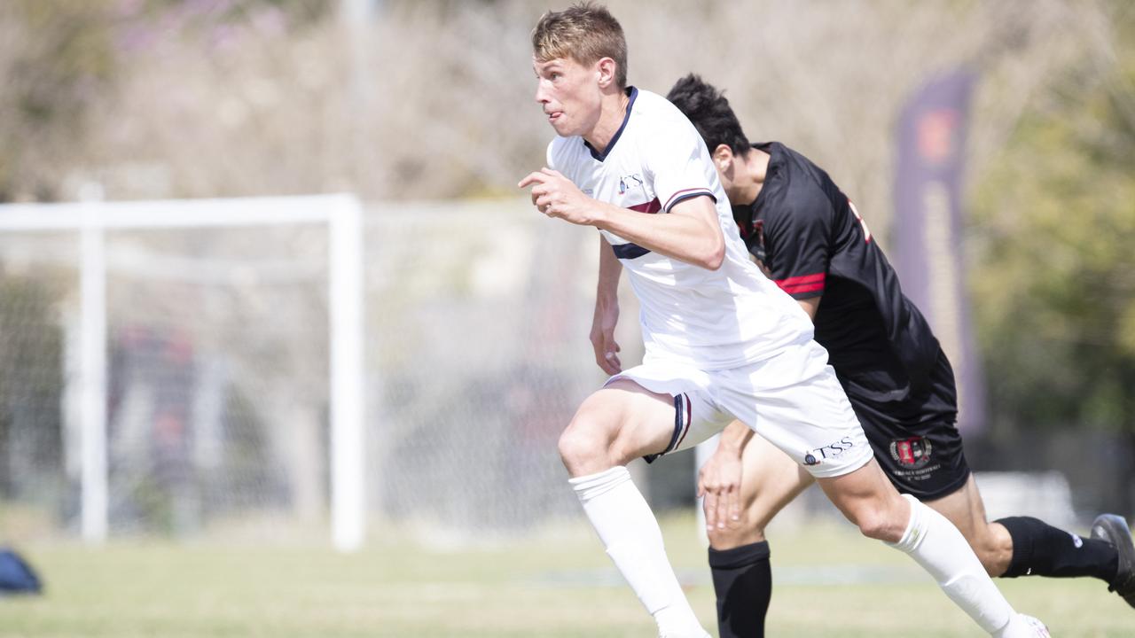 GPS First XI Football. St Joseph's Gregory Terrace vs The Southport School. TSS #11 Lochie Johnston. 5 September, 2020. Picture: Renae Droop