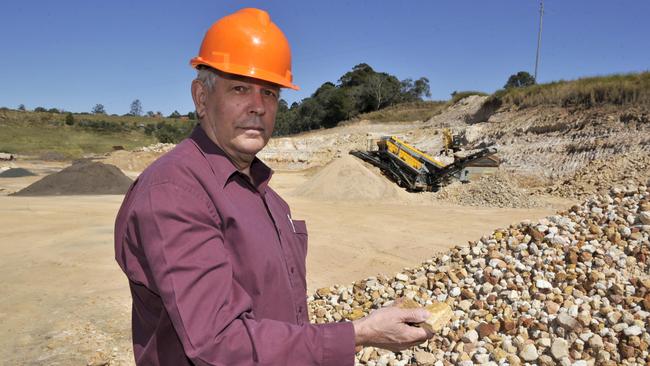 Jeff Champion pictured at Champions Quarry, Wyrallah Road, Tucki, after winning approval to expand in September, 2012. Photo Cathy Adams / The Northern Star