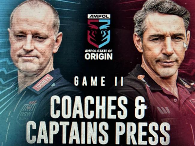The Origin captains and coaches promo looks like a fight card.