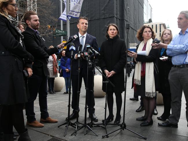 Minister for Transport and Infrastructure Andrew Constance and Premier Gladys Berejiklian. Picture: Richard Dobson