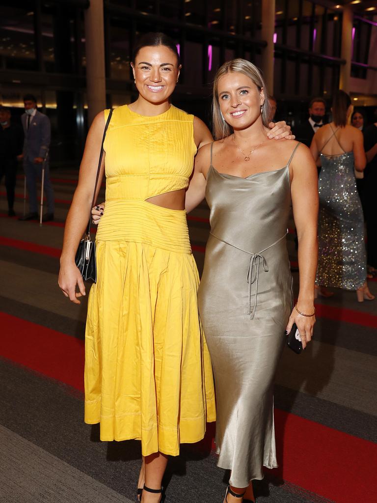 Millie Boyle and Lauren Brown pictured at the Brisbane Broncos’ 2021 awards night. Image/Josh Woning.