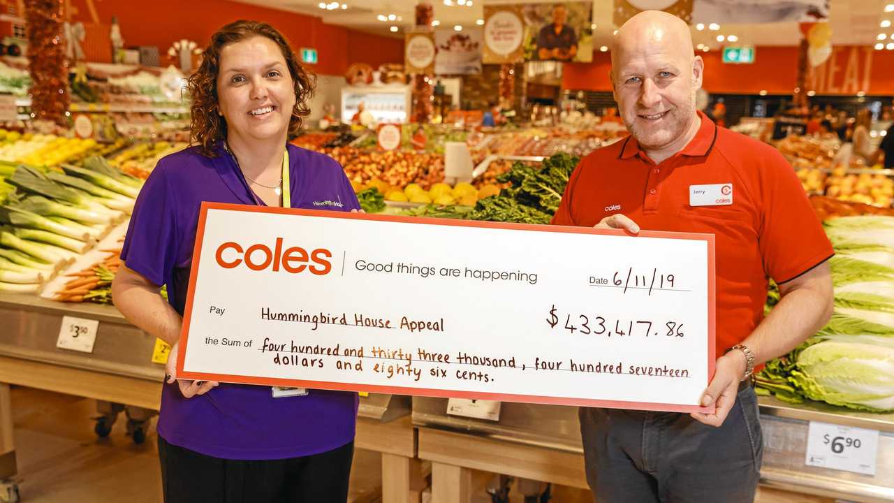 GENEROUS: Hummingbird House nurse practitioner Andrea Coe and Coles state general manager Jerry Farrell. Picture: Jared Vethaak