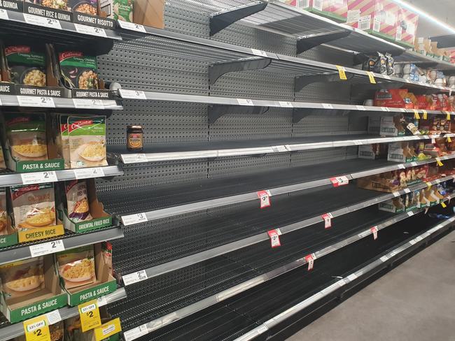 Rice was snapped up by panic shoppers at Woolworths.