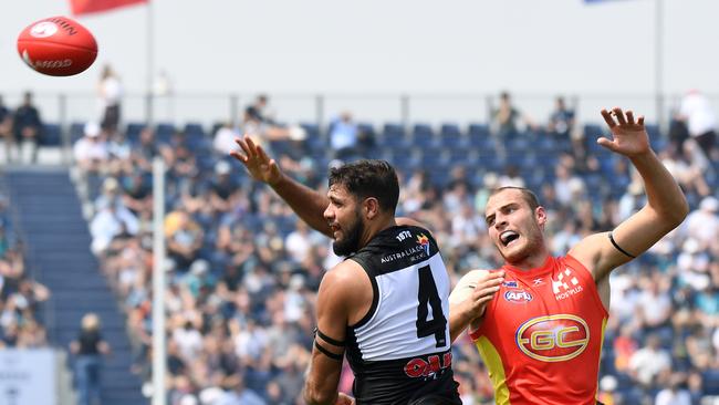 Port Adelaide lead ruckman Patrick Ryder returns to China this week with greater confidence in the Power’s preparations for the AFL’s longest road trip after a successful clash with Gold Coast in Shanghai last year. Picture: Tracey Nearmy