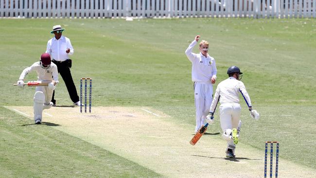 Action during the game between Marist College Ashgrove and St Laurence's. Picture: Tertius Pickard