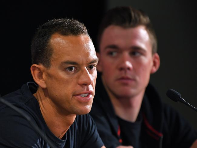 ADELAIDE, AUSTRALIA - JANUARY 20: Richie Porte of Australia and Team Trek-Segafredo / Mads Pedersen of Denmark and Team Trek-Segafredo / during the 22nd Santos Tour Down Under 2020 - Press Conference / TDU / @tourdownunder / on January 20, 2020 in Adelaide, Australia. (Photo by Tim de Waele/Getty Images)