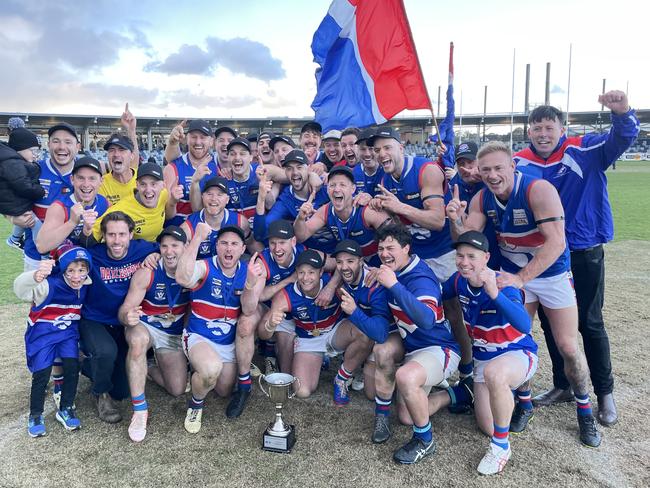 Daylesford celebrate winning the Central Highlands grand final. Picture: Shane Jones.