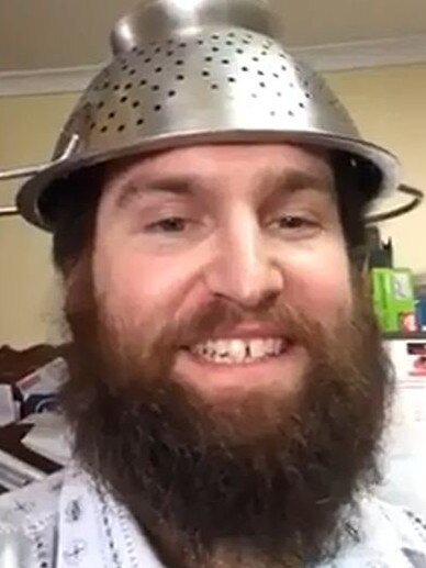 South Australia Guy Albon's fought for his religion right to wear a colander in official photos and lost. Picture: Supplied