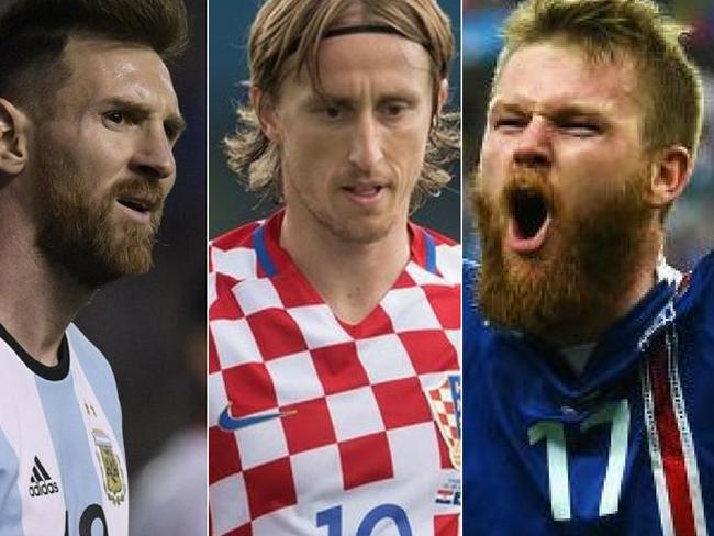 Lionel Messi, Luka Modric, Aron Gunnarsson and John Obi Mikel