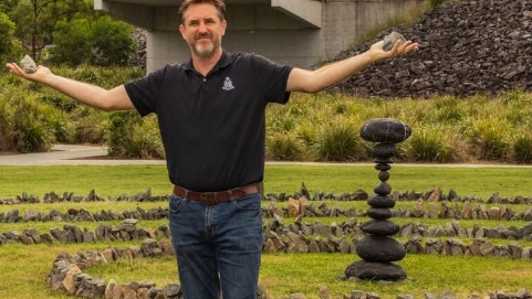 Hinterland councillor Glenn Tozer on an inspection before the SWELL Sculpture Festival Waterlines exhibition starts.