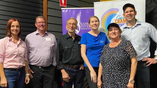 Keppel MP Brittany Lauga, Rockhampton MP Barry O’Rourke, Capricornia Chamber of Commerce president Phil Henry, Capricorn Enterprise CEO Mary Carroll, Capricornia MP Michelle Landry and Queensland Senator Matt Canavan.