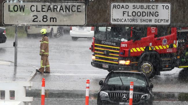 Melbourne has been hard-hit by heavy weather overnight. Picture: David Crosling