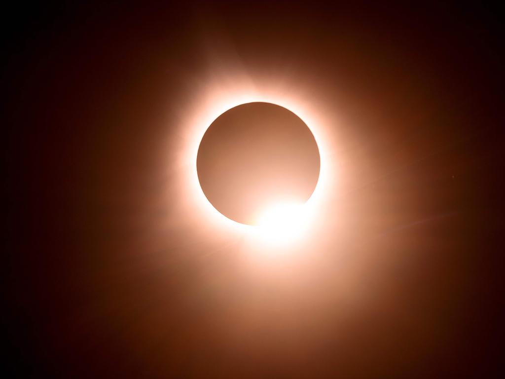 The moon eclipses the sun during a total solar eclipse across North America, in Bloomington, Indiana, on April 8, 2024. Picture: AFP