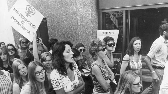 Germaine Greer, pelted with eggs after this women’s liberationists protest in Sydney in 1972 used swear words to challenge male chauvinism.