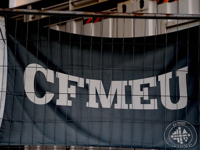 Generic CFMEU signage on a building site at Newstead, Brisbane. Newstead Friday 19th July 2024 Picture David Clark