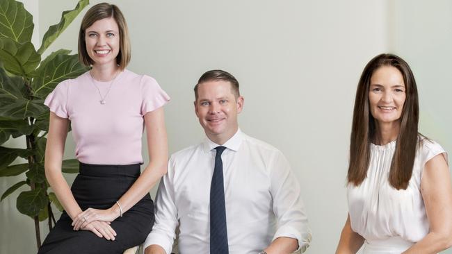 Belle Propertyco-agent Renae Slatyer, principal Nicholas Slatyer and business relationship manager Mardi Rae. Picture: Supplied.