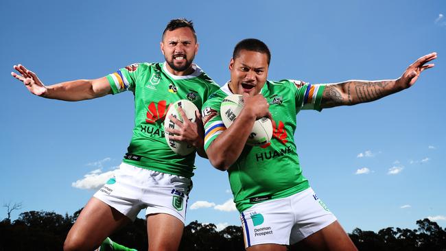 Canberra right side duo Jordan Rapana and Joseph Leilua. Picture: Brett Costello