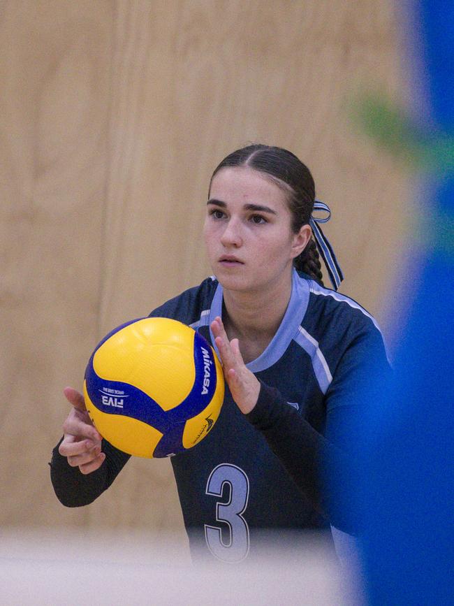 Woodroffe SHS V Iona College in the Australian Volleyball Schools Cup is being played at the Gold Coast Sports and Leisure Centre in Carrara. Picture: Glenn Campbell