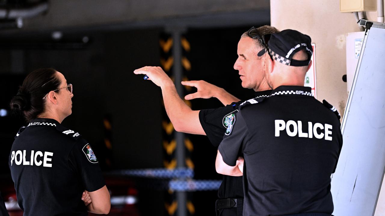 Police officers investigate the discovery of human remains. Picture: Dan Peled