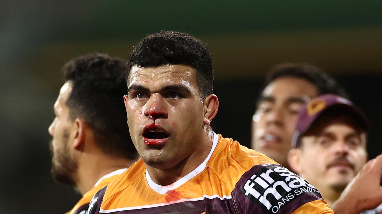 David Fifita looks on during the Broncos’ loss to the Roosters