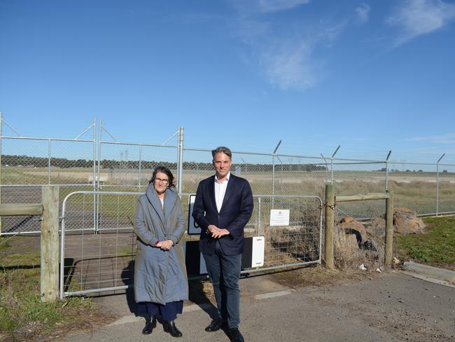 Member for Calwell Maria Vamvakinou and deputy opposition leader Richard Marles at the future Mickleham Quarantine site