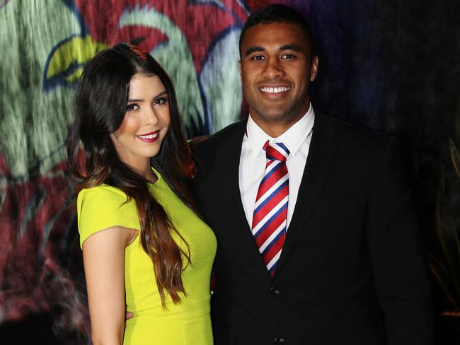 Jennings and Kirra Wilden at the Sydney Roosters best and fairest night in 2013.