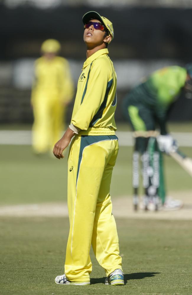 Yash Pednekar playing for Australia against Pakistan in an Under 16 series in 2018.