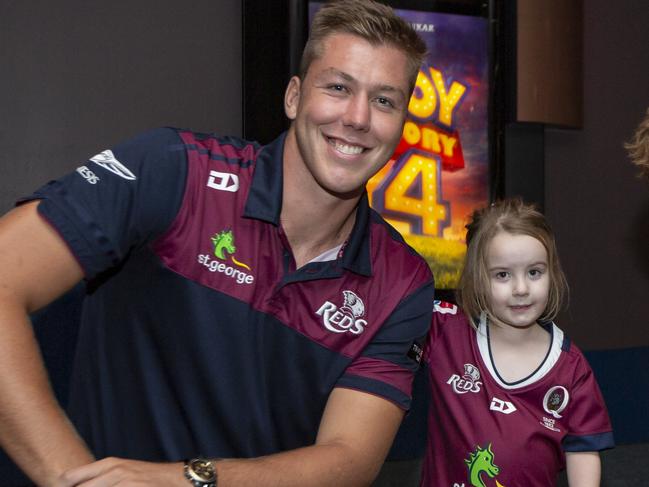 Angus Blyth with Grace Hanham after the Queensland Reds kicked off the 2019 season.